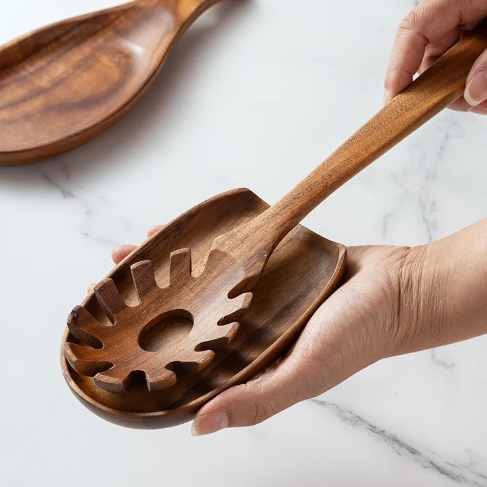Multipurpose Anti-Scalding Spoon Rest Rustic Wooden Ladle Rack Natural Fruits Plate Stove Top