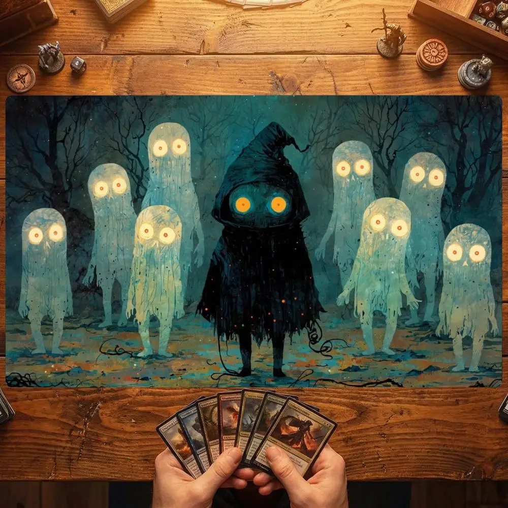 Graffiti Ghost What TCG Playmat Magic Card Battle Mat Non-Slip Durable Stitched Edge 35X60CM Desk Mat Tapete Magic Mat