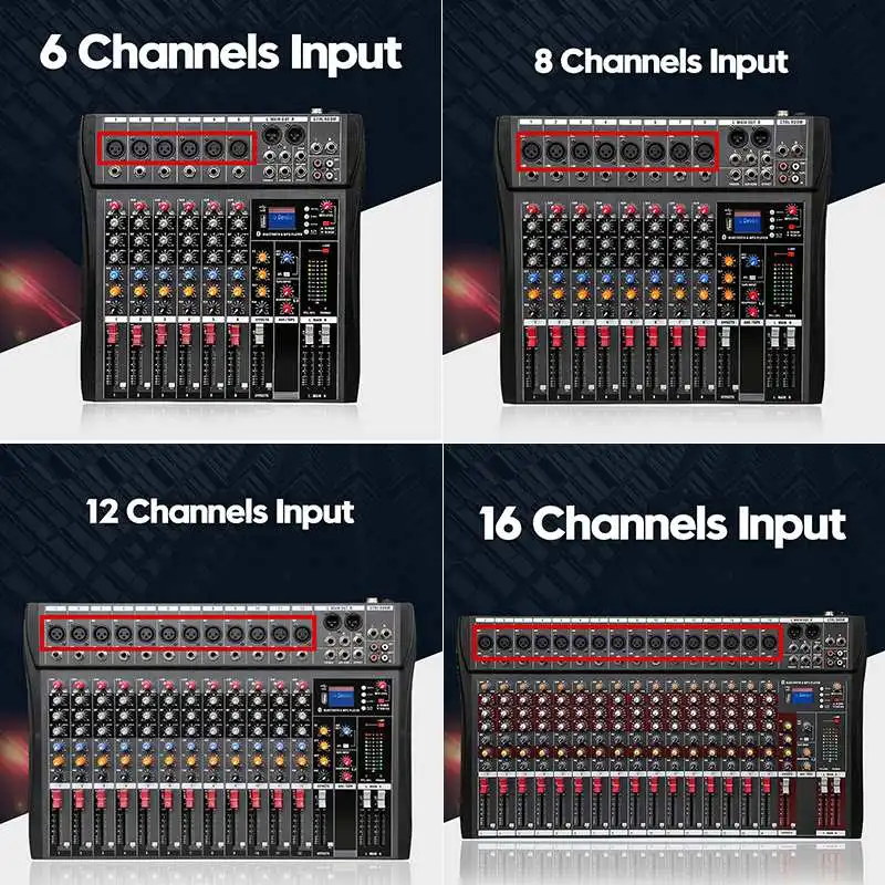 Professional 12 Channel Mixing Console Studio Audio Mixer for Computer Recording Sound Controller