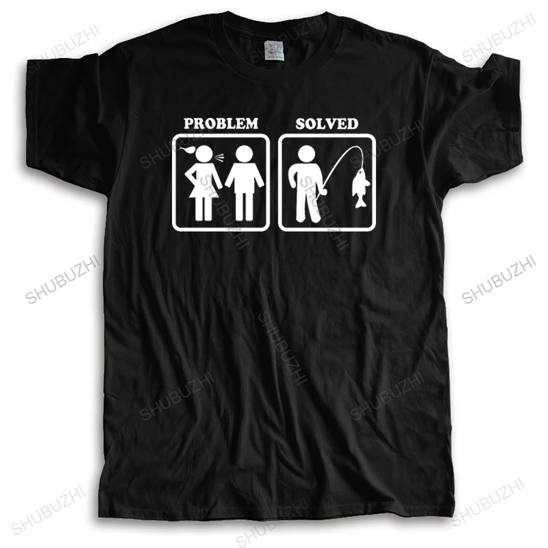 Мужская Роскошная хлопковая футболка, модная повседневная Уличная одежда, забавная футболка рыболовника с решающей проблемой для взрослых, брендовая одежда, мужские футболки