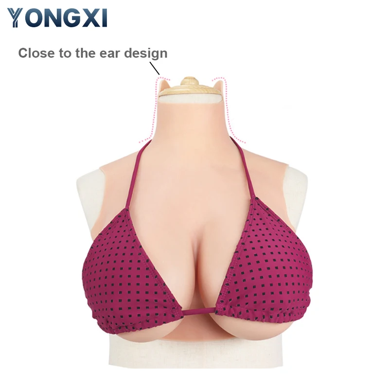 YONGXI Sexy Cosplay Collection Close to The Ear Design Silicone Breasts Dress for The Sissy or Mastectomizer Finds Confidence