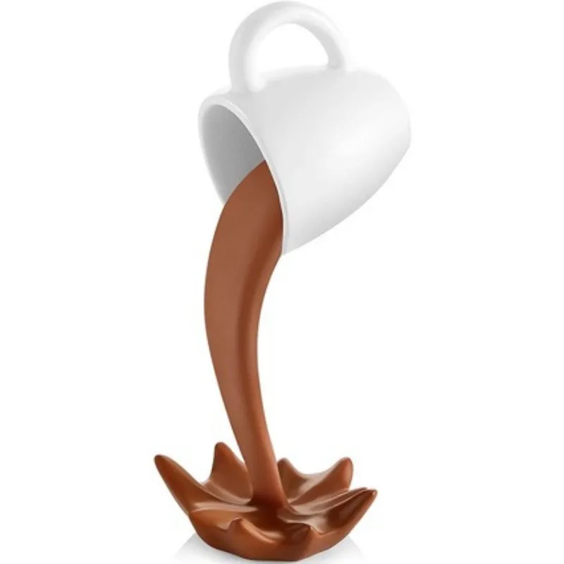 Floating Coffee Cup 3D Ornament, Creative Suspended Resin Craft, Modern Home Desktop Art Decoration