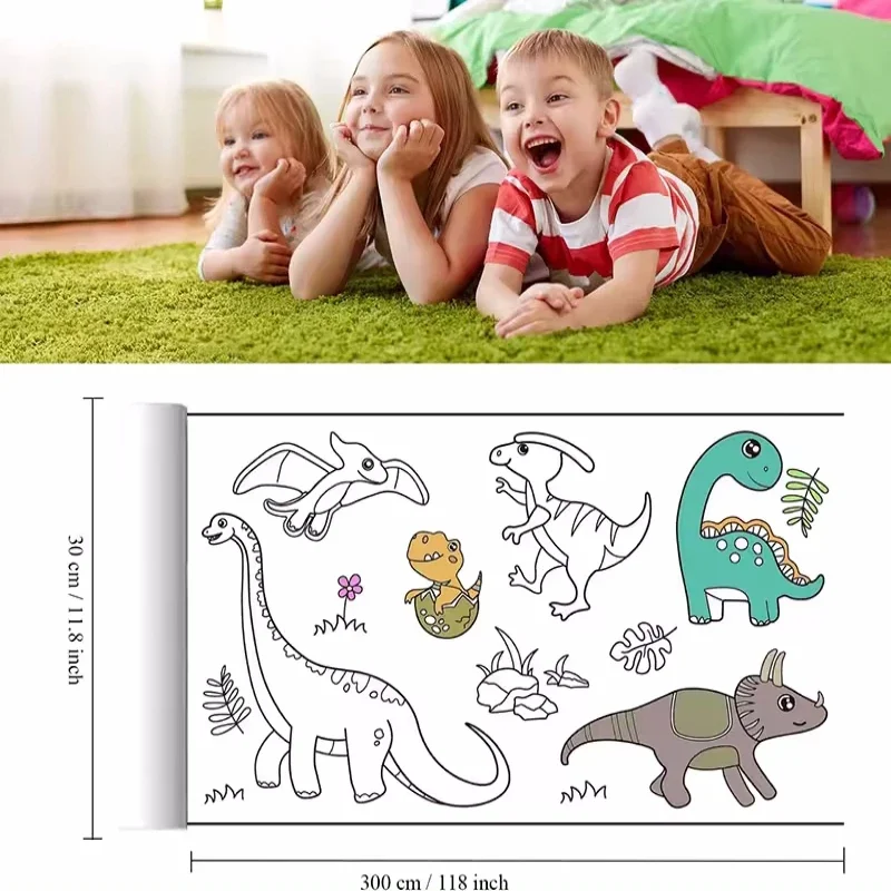 Crianças colorir rolo de papel pegajoso diy parede piso pintura cor enchimento graffiti arte educacional brinquedos para crianças presentes aniversário