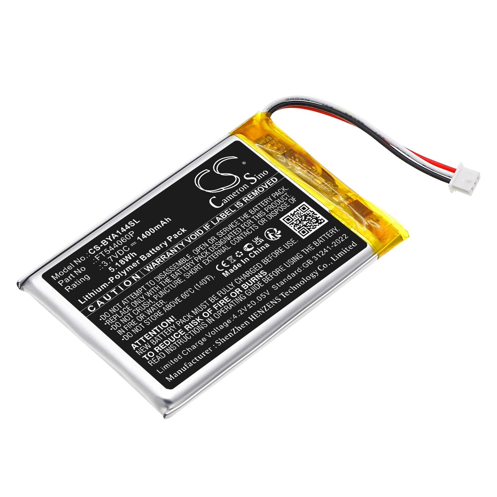 CS Replacement Battery for Babymoov A014416,A014417,A014420,Babyphone YOO-feel,Babyphone YOO-mo PN:FT544060P 1400mAh / 5.18Wh