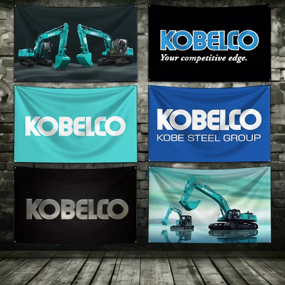 K-Kobelco Excavator Flag Polyester Digital Printing Banner For Garage or Out door Decoration