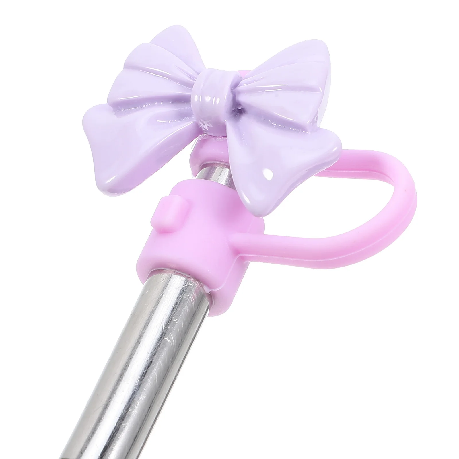 

5Pcs Silicone Bowknot Straw Covers Reusable Protective Caps for Drinking Straws Cute Straw Toppers Flexible Covers