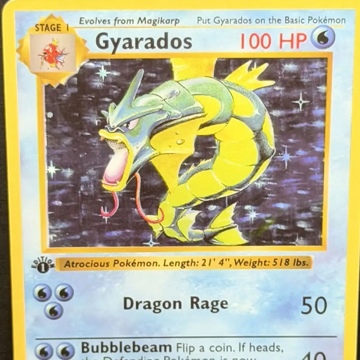 PTCG DIY 1999 POKEMON GAME GYARADOS Non-HOLO GEM MT SHADOWLESS Base Set GAME GREY HAT VAN GOGH Game Proxy Card Gift Toy view 4