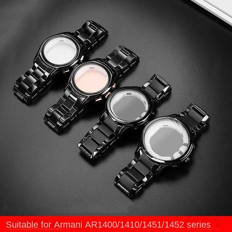 Ceramic case watchband For Armani watch AR1451 AR1452 AR1400 AR1410 AR70002 men\'s strap 22mm 24mm Folding buckle wrist band