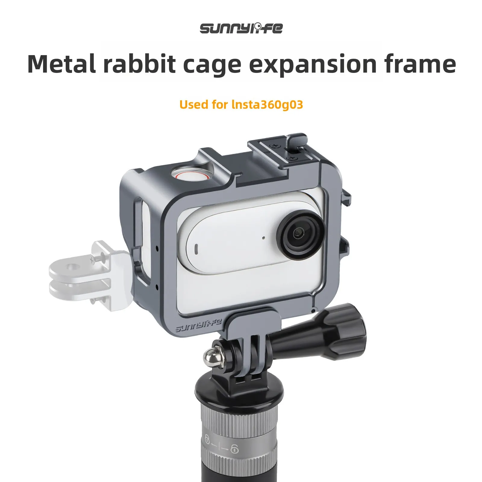 Sunnylife Suitable for Insta360 GO 3S Metal Rabbit Cage Extended Frame GO3 Cooling Cold Shoe Protective Case