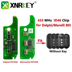 Xnrkey placa de circuito chave do carro remoto com chip pcf7946 315/433mhz para fiat para dehilp/marelli bsi sistema substituir 3b chave inteligente pcb