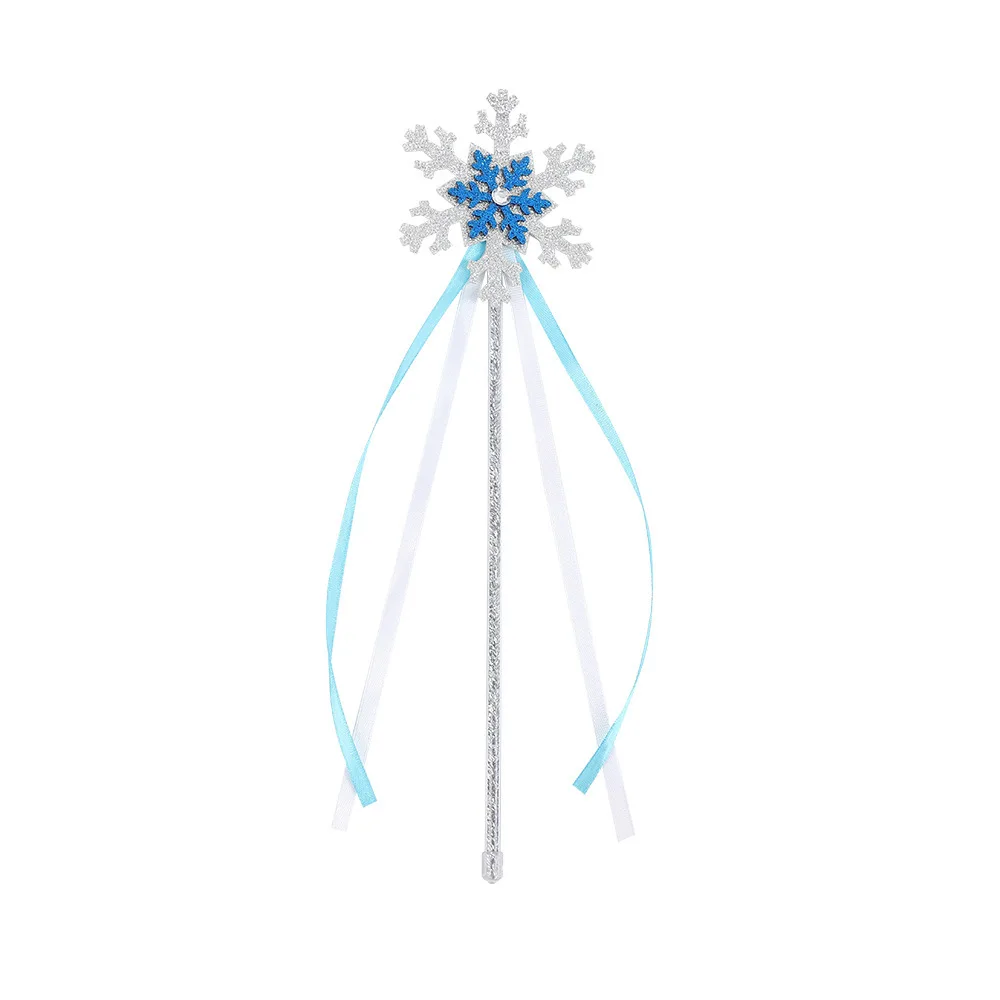 2Pcs Children Snowflake Fairy Wand Cartoon Princess Magic Wand Girls Birthday Party Role Play Decoration Accessories