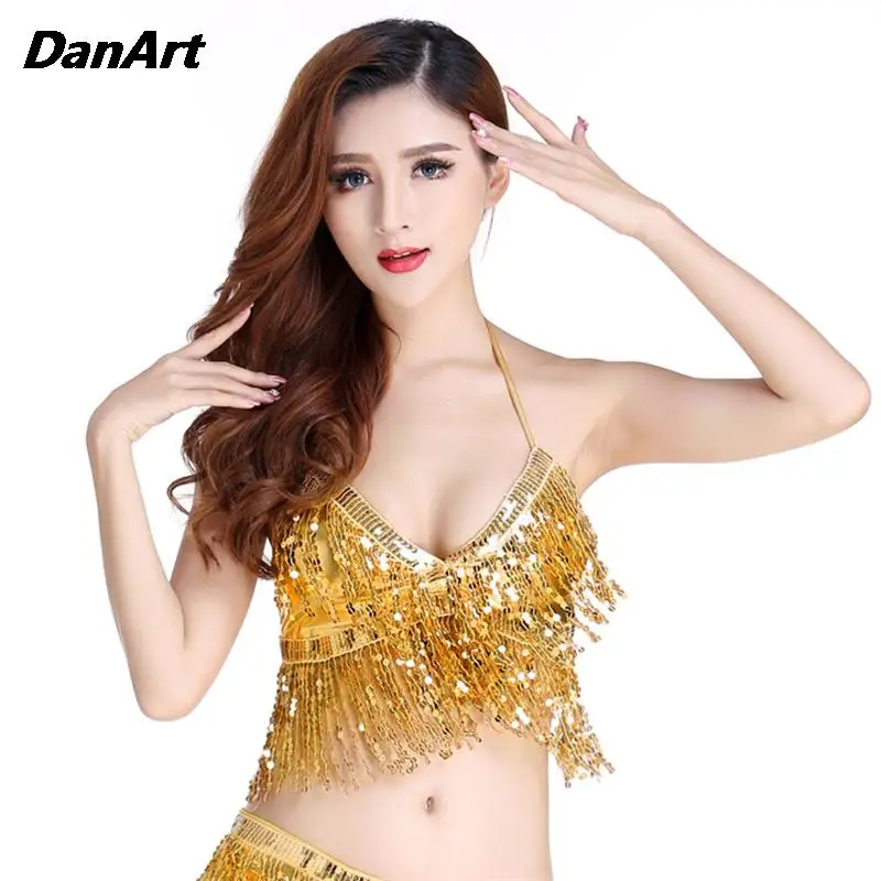 

Belly Dance Stage Dance Costumes Sequin Tassel Bra Tops Costume Suitable for Latin Dance Party Club Wear Holiday Performances