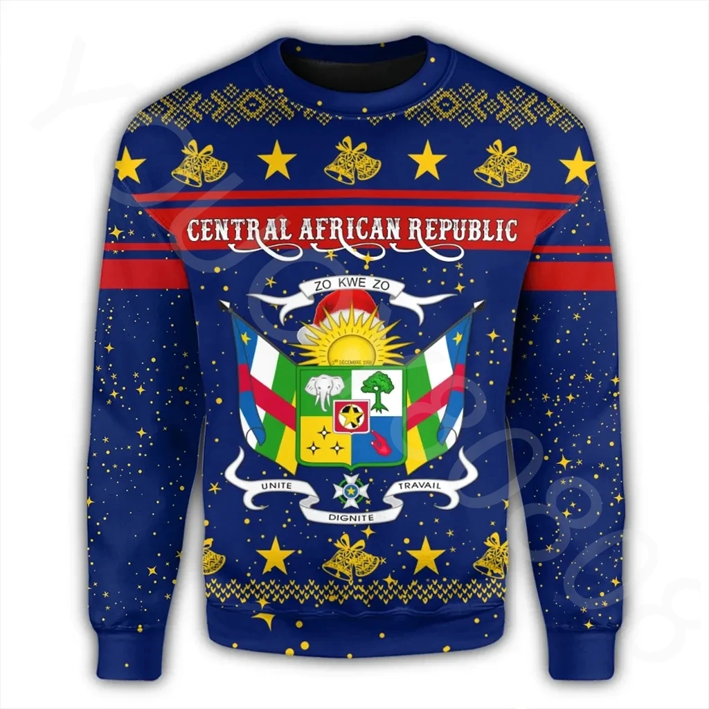 African Zone Apparel Spring Men Women Sweater Sweatshirt Pullover Print Street Central African Republic Christmas Sweatshirt