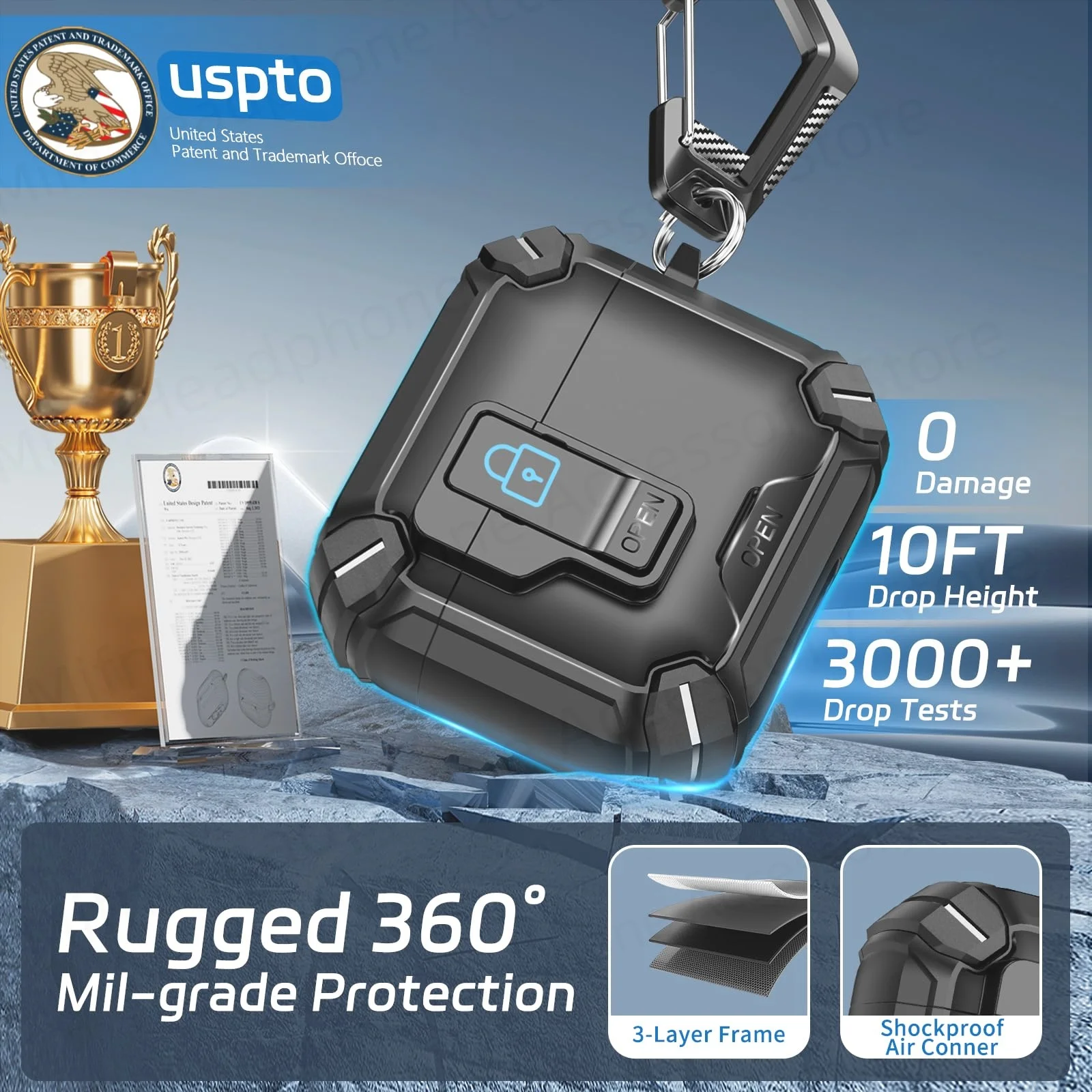 لـ 2025 AirPods Case يدعم الشحن اللاسلكي Magsafe مع مغناطيس قوي على الظهر 【حامل هاتف مدمج】لـ AirPod Pro