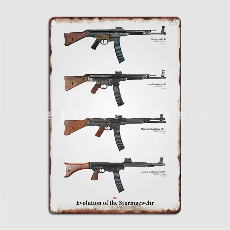 Sturmgewehr Evolution Metal Sign Bar Cave Cinema Garage Classic Wall Decor Tin Sign Posters