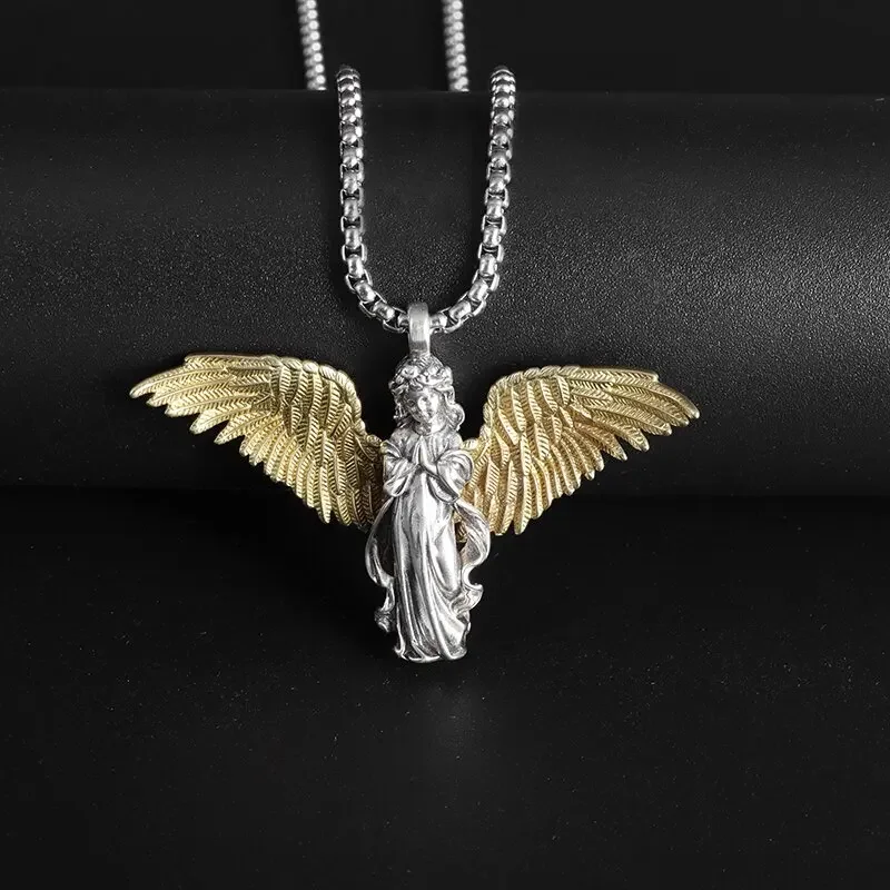 Classic Cupid Venus Angel Wings Pendant Handmade Prayer Angel Necklace Men and Women Jewelry Couples Anniversary Gift