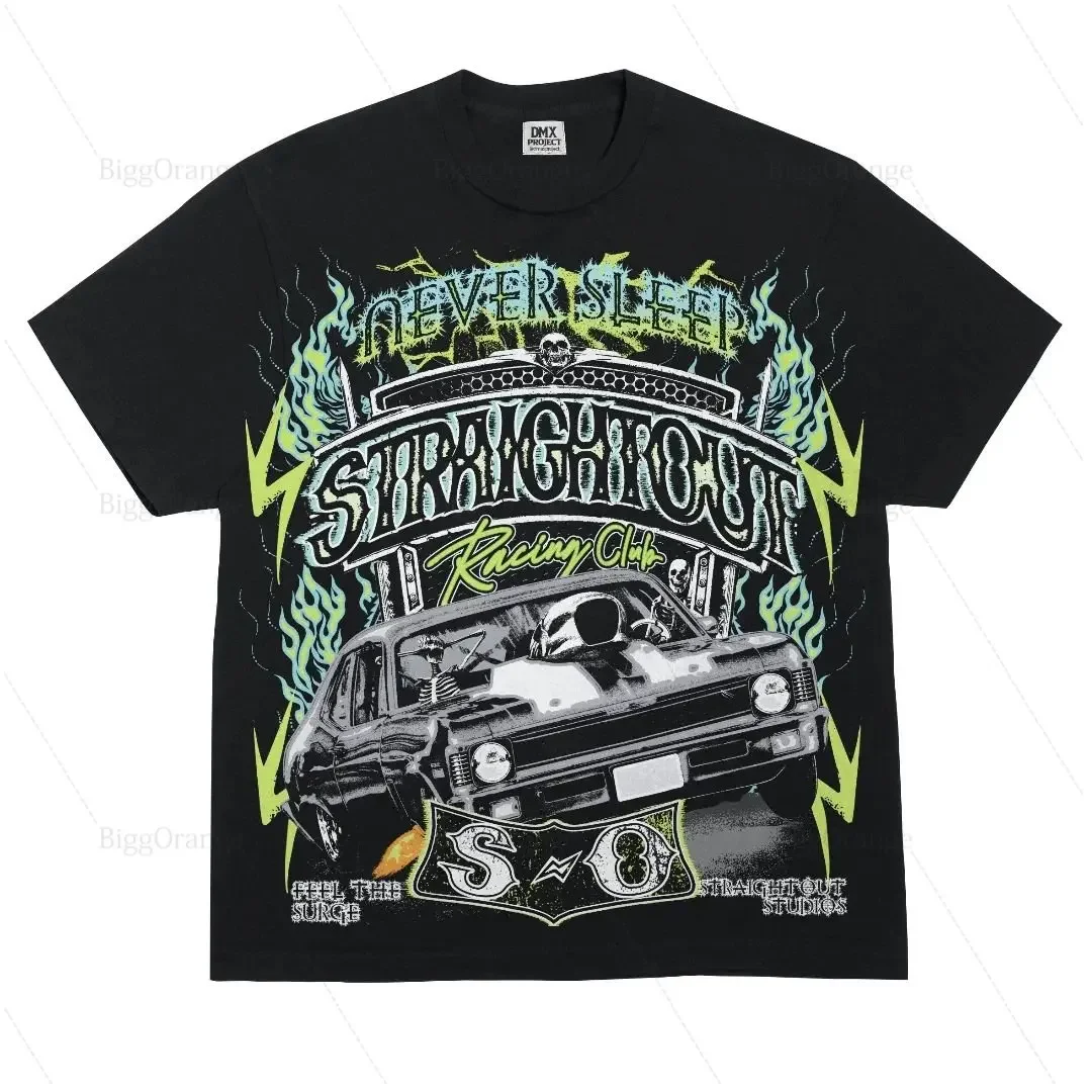 

American Vintage Muscle Car printed T shirt cotton crew neck graphic t shirts harajuku goth y2k clothes korean women clothing
