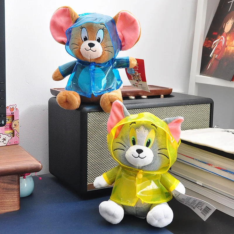 

20cm Cartoon Anime Raincoat Style Tom And Jerry Plush Dolls Toys Stuffed Animals Christmas Birthday Gift For kids