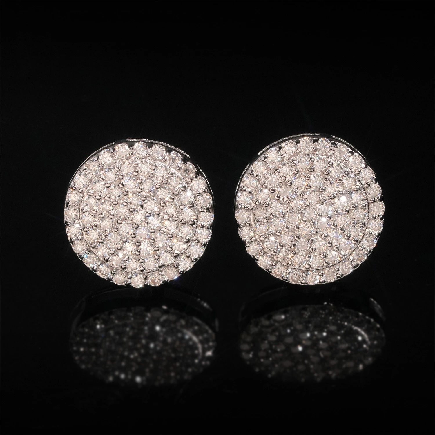 Full Moissanite D Color Round Women's Hip-hop Earrings 925 Silver Screw Ear Stud High Quality Fine Jewelry for Women Men Gift