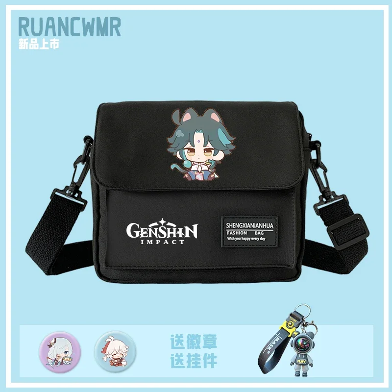 Anime Game GS Impact Merchandise Paimon Xiao Kazuha Shenhe Wanderer Qiqi Nahida Hu Tao Shoulder Crossbody Messenger Bag