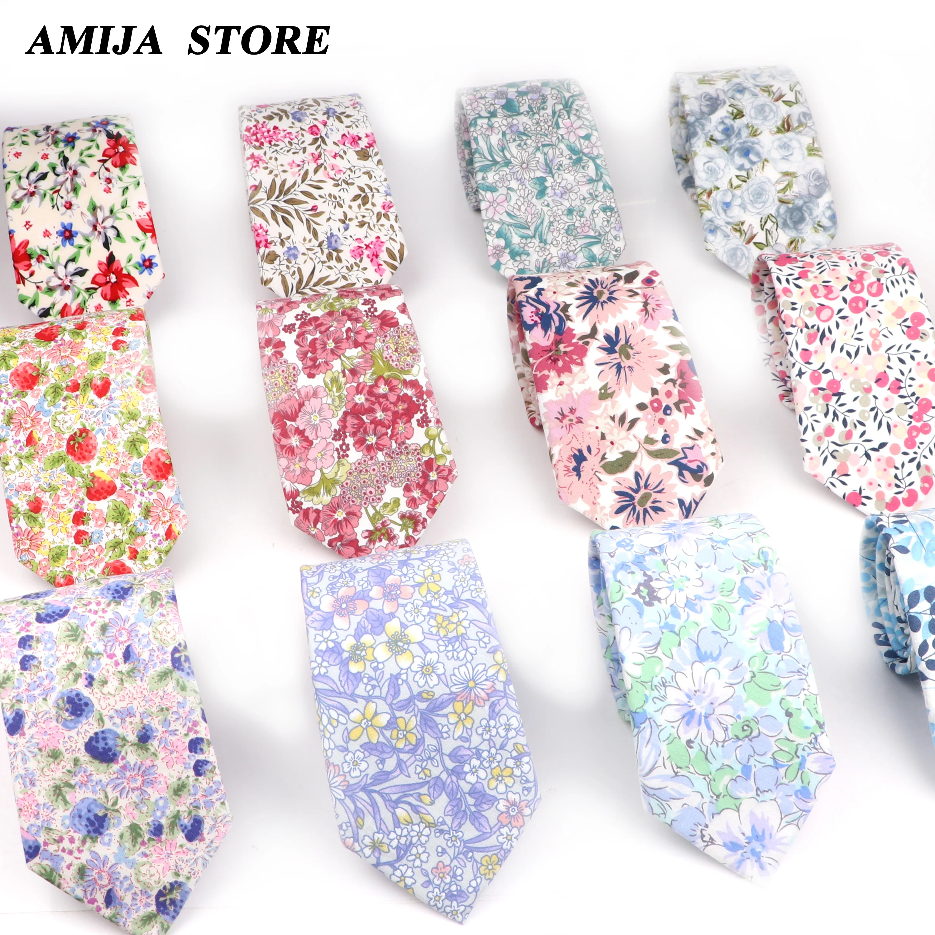 

42 Styles New Floral Cute Tie For Men Women 100% Cotton Beautiful Flower Necktie Narrow Skinny Cravat Wedding Casual Accessories