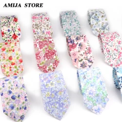 42 Styles New Floral Cute Tie For Men Women 100% Cotton Beautiful Flower Necktie Narrow Skinny Cravat Wedding Casual Accessories