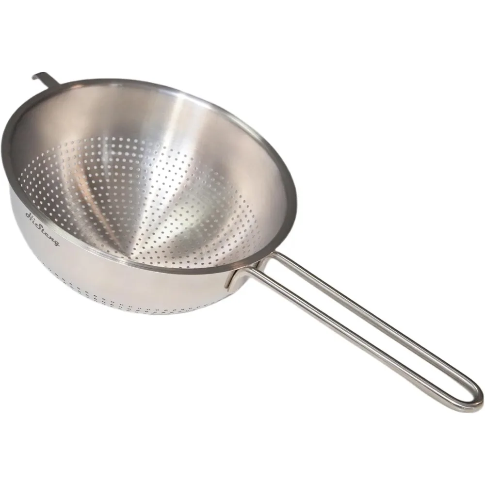 

7-Inch Stainless Steel Strainer Colander with Handle, 1.5 Qt, Small, Ideal for Draining, Straining or Rinsing, Rivet-free Design