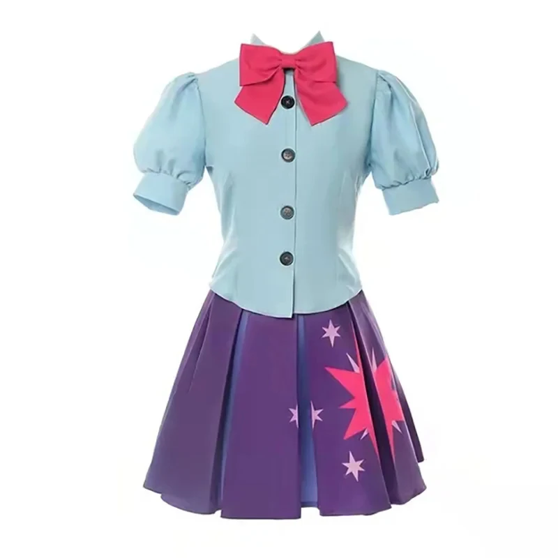

Twilight Sparkle Cosplay Costume Women Shirt Skirt Socks Bow Outfits Halloween Carnival Party Suit Custom Made