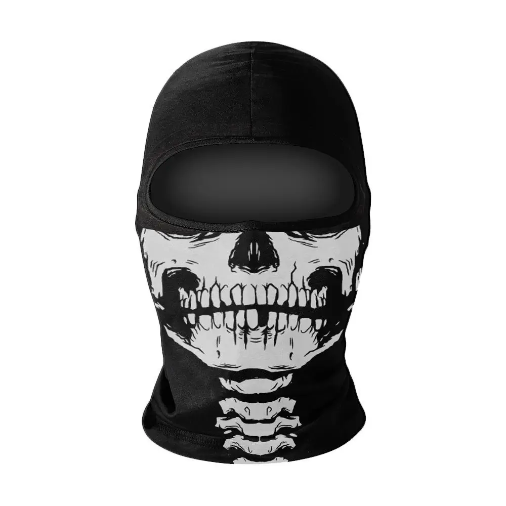 Skull Print Motorcycle Balaclava Full Face Cool Sunscreen Balaclava Breathable Multi-function Riding Helmet Liner MTB Bicycle