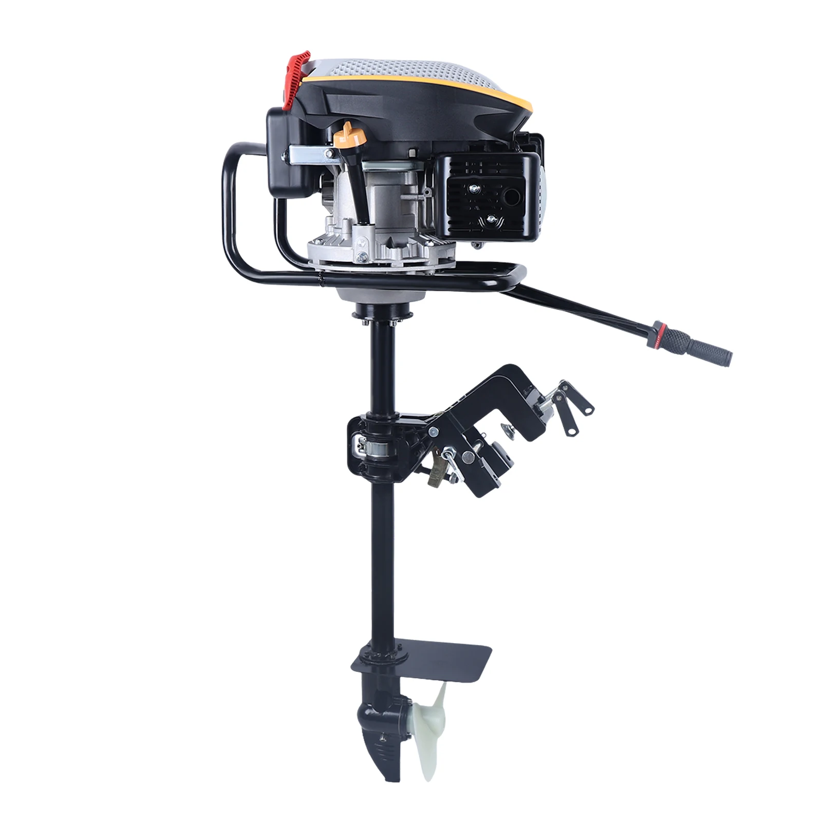 225cc 4-Stroke Outboard Boat Motor Fishing Boat Engine, 9HP Heavy Duty Shaft Boat Motor Gas Powered Marine Engine