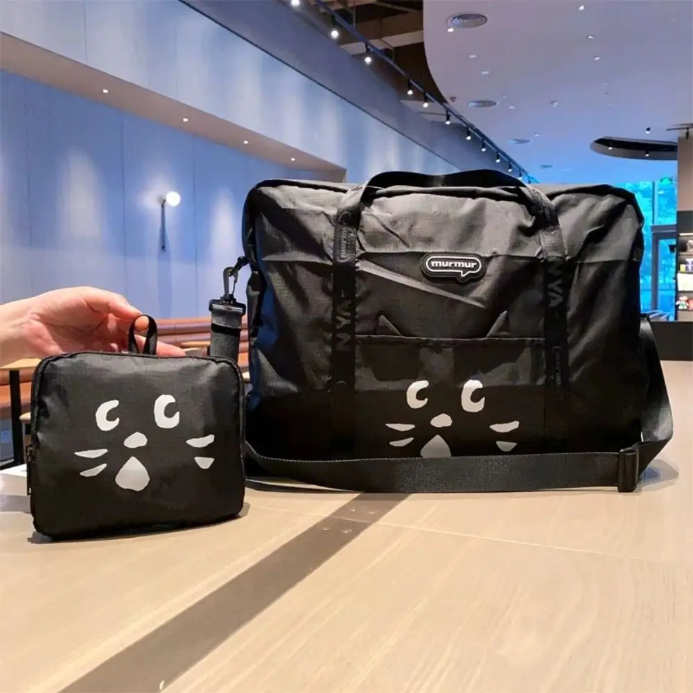 

Shoulder Bag Cartoon Cat Nylon Cloth Bag Wet Dry Separation Nylon Travel Luggage Bag Crossbody Durable Travel Duffel Bag