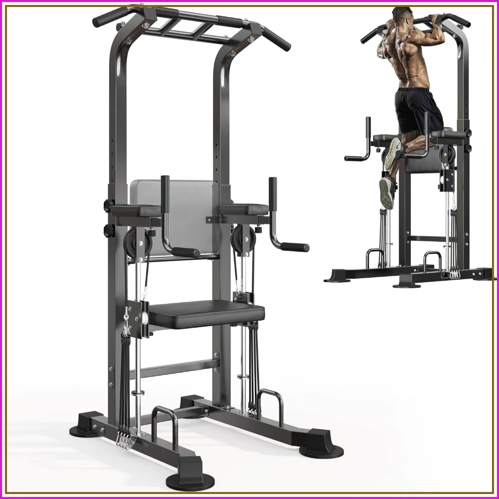 Power Tower Pull Up Bar Station Height Adjustable Assistive Rack for Home Gym