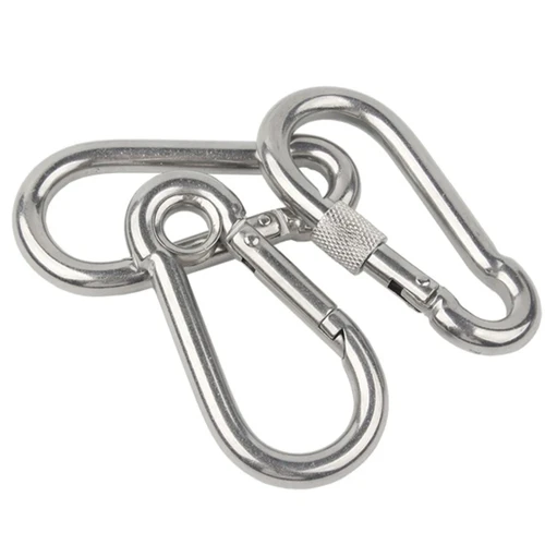 Imagen 2 del producto 1-5 uds M4 M5 M6 M7 M8 304 mosquetón de resorte de acero inoxidable gancho de anillo de bloqueo de enlace rápido grillete de presión gancho de sujeción de cadena