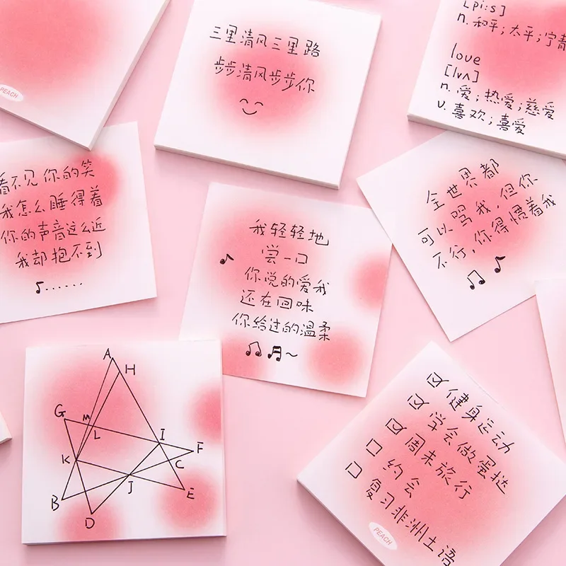 50 Sheets Memo Pad Blush Gradient Note Memo Hand Account Small Notepad Sticky Note Stationery School Supply for DIY Decorative