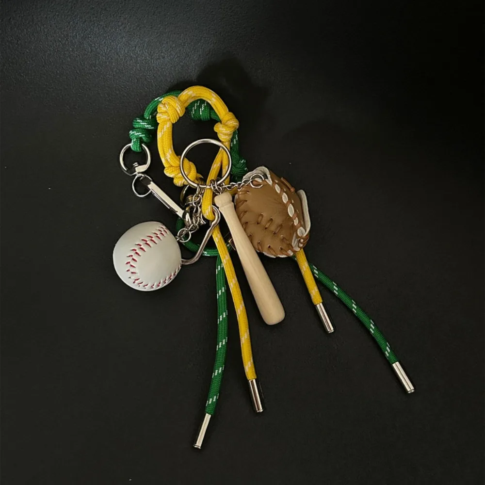 New Multi-purpose Rope Bracelet Baseball Pendant Nylon Key Chain Colorful Handmade Rope Bag Hanging Accessories Couple Style