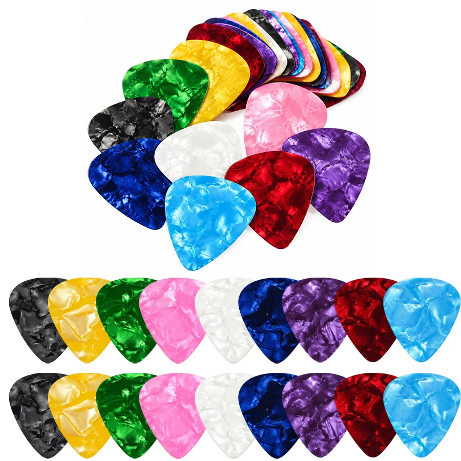 29PCS Random Color Celluloid Guitar Picks Vibrant Mixed Colors Plectrums For Acoustic Electric Guitar Bass Ukulele Practice ZYF