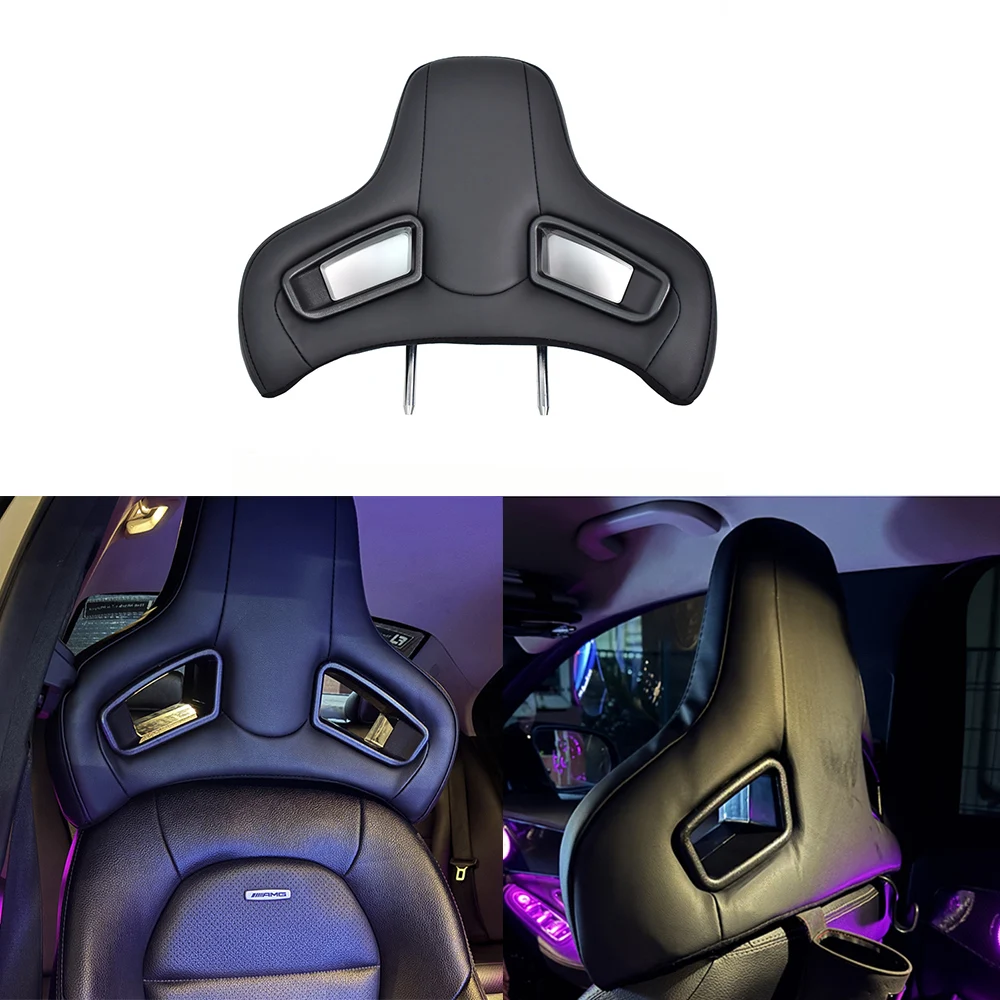 

TIYPEOR 1pcs Racing Style Auto Headrest Black PU Leather Modified Racing Seat Headrest with Lightweight Cold Spray Foam