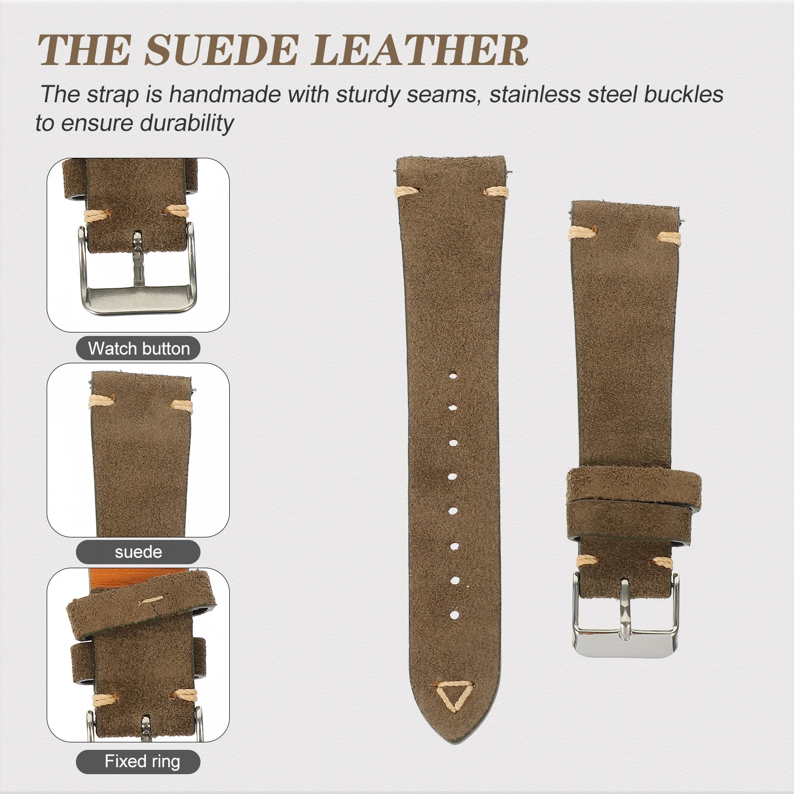 

Cowhide Watchband Men Adjustable Watch Strap Replacement Wristwatch Band Modern Fashionable Versatile Excellent Texture