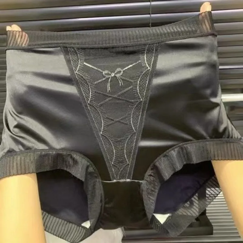 High Waist Bow Sexy Ladies Big Size Fat Mm Underwear Thin Comfortable Breathable Network Red Triangle Underwear Cotton Crotch