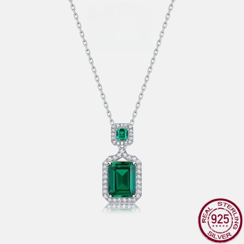 

Новое чистое серебро S925, атмосферное модное выращивание, изумруд, инкрустированное, разноцветное ожерелье с сокровищами, свадебные украшения