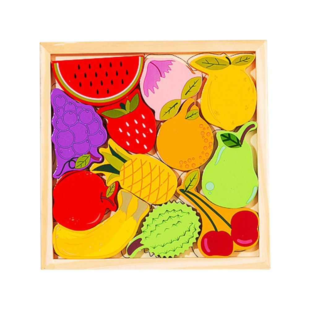 

Fruit Puzzle Wooden Toy Kids Puzzles Interactive Learning Toddler Safe Smooth Edges Wear Resistant Household Game