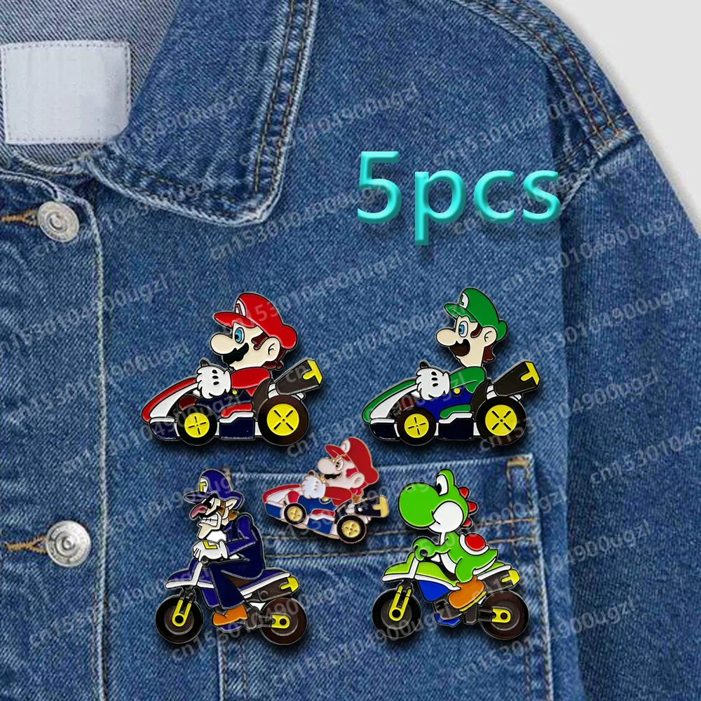 

Cute Marios Lapel Enamel Pins Decorative Clothing Cartoon Yoshi Racing Car Game Badge Jewelry Brooch Gift Backpack Accessories