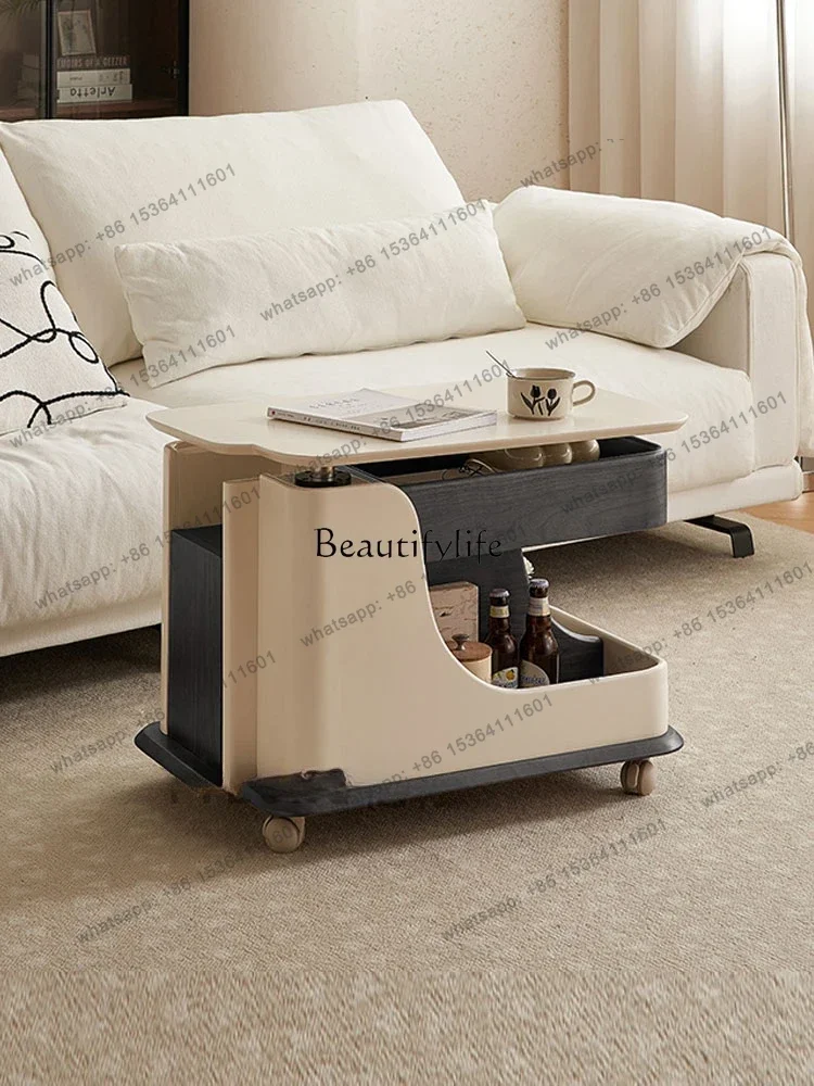 xx4 Trolley Portable Coffee Table Small Apartment Living Room Home Modern Multi-Functional Adjustable Small Table