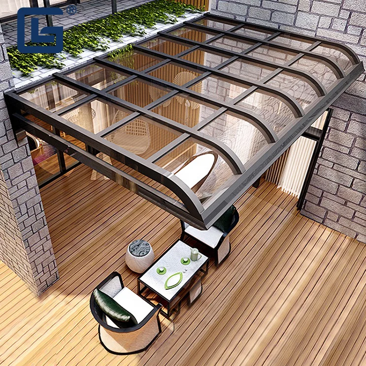 Custom-sized outdoor aluminium canopy with polycarbonate roof for patio shade