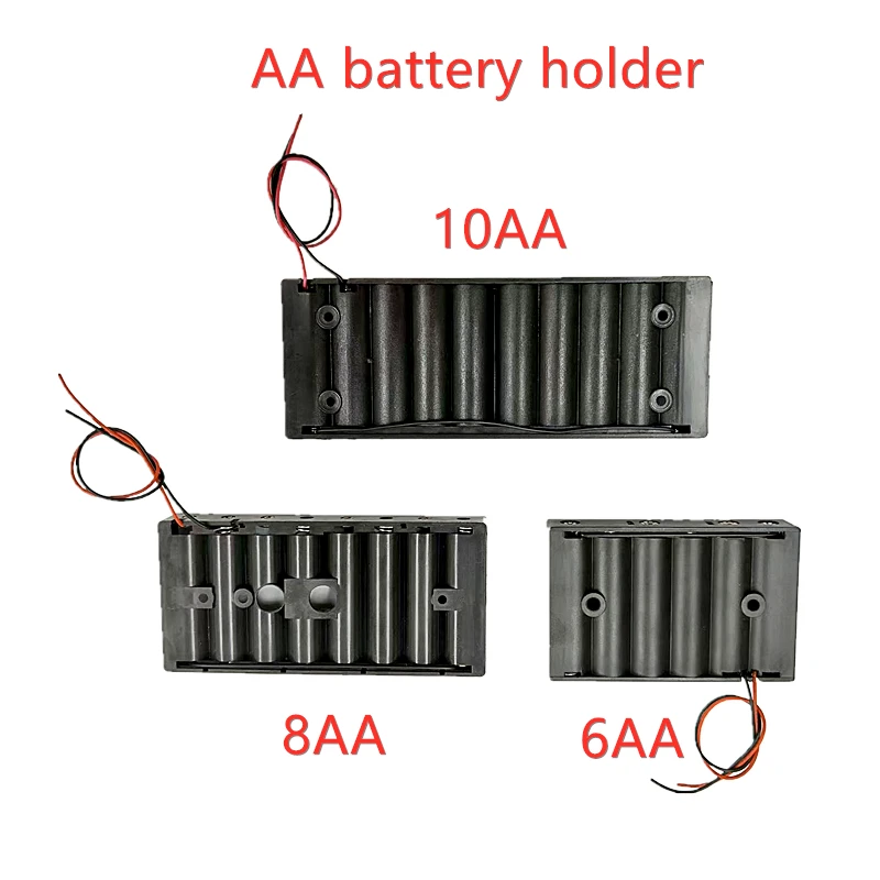 6 8 10AA 10 Slot AA Battery Holder AA Battery Box Case AA Battery Storage Case 9V 12V 15V Battery Case With Line DIY