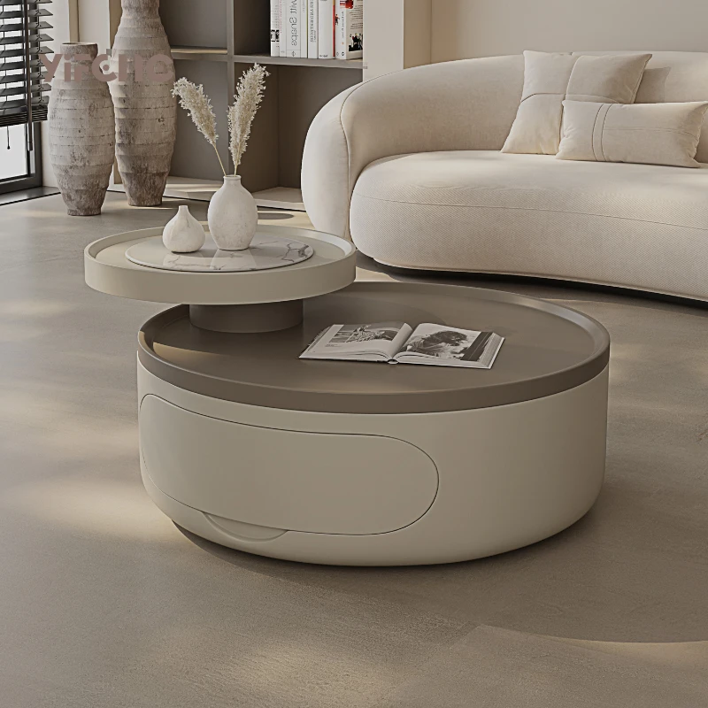 

Rotatable Round Coffee Table Modern Design Aesthetic Nordic Center Side Table Luxury Designer Mesa De Centro Sala Furniture