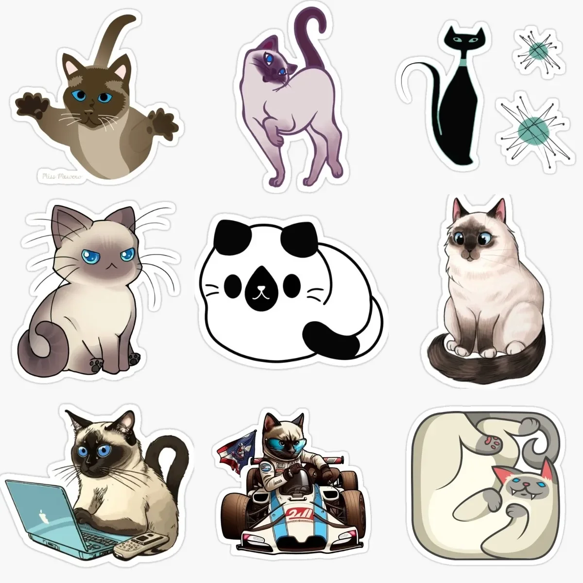 

Cute Siamese Cat Pets Catoon Creative Stickers for Decorate Car Room Fridge Wall Van Bicycle Table Motorcycle Off-road Camper