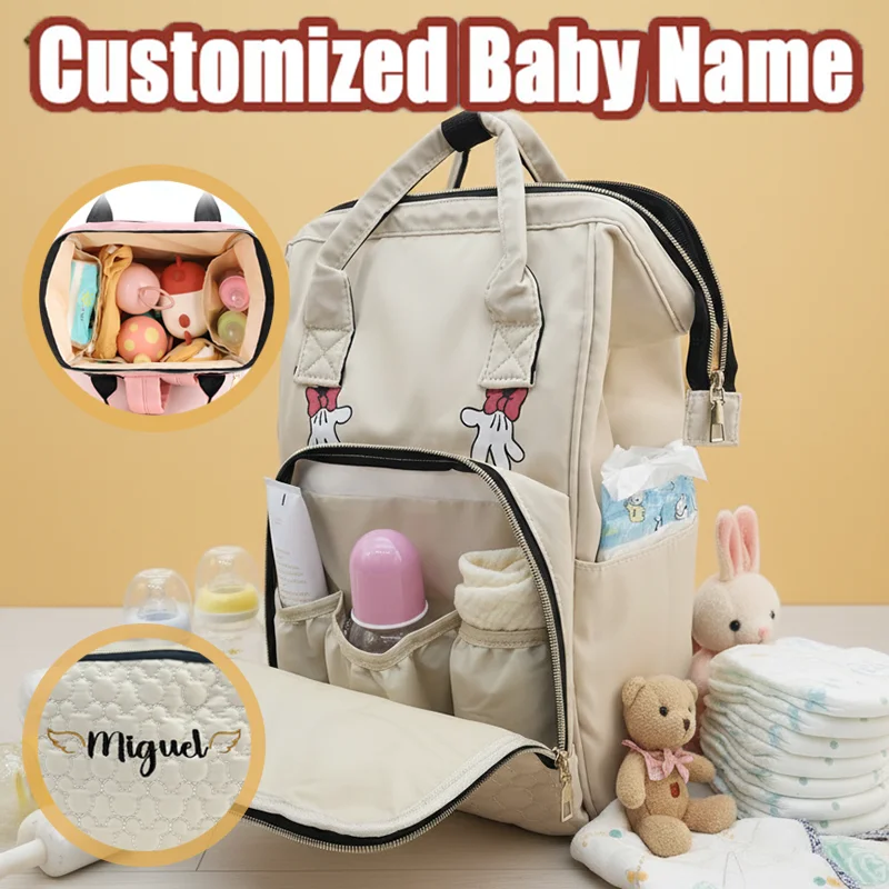 

Рюкзак для мамы с индивидуальным именем, многофункциональный двойной рюкзак для хранения подгузников на плечо для путешествий на открытом воздухе, подарок для мамы