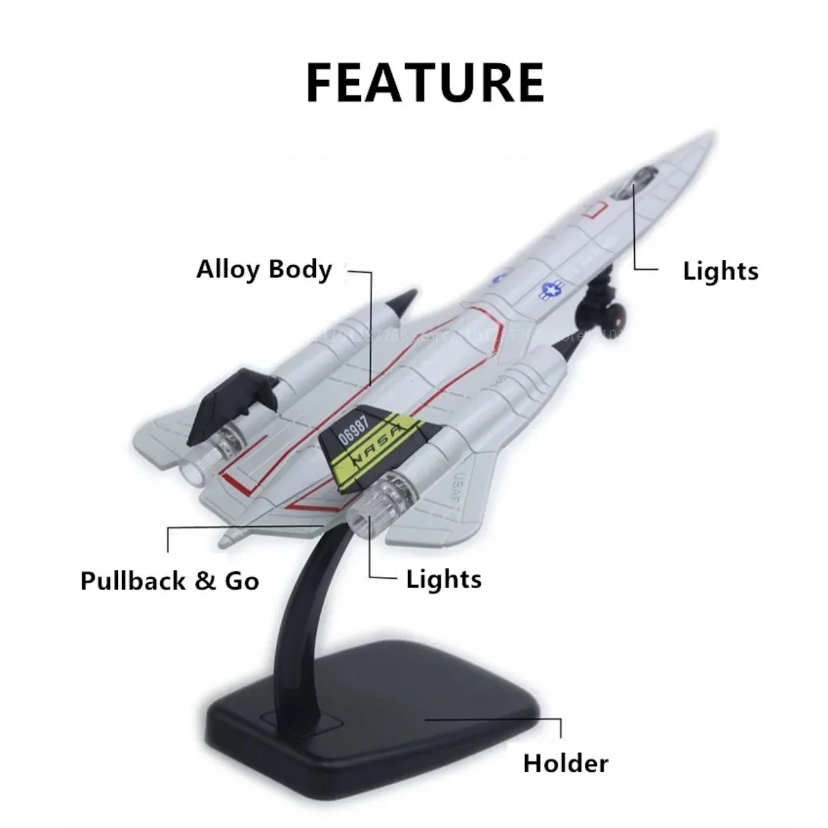 Pullback & Go Jet F16 giocattolo per aerei da combattimento con suono leggero, scala 1:50 Diecast B2 F22 F35 SU35 Aviao modello di aereo Kid Boy Gift