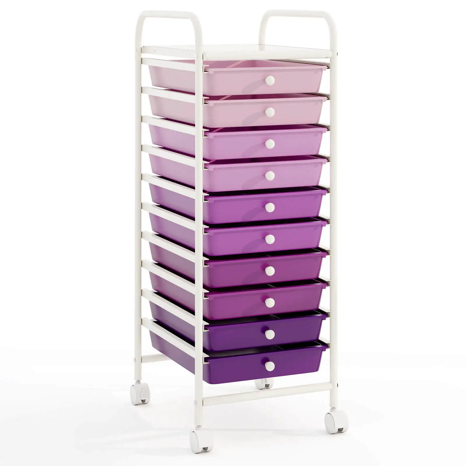 10 Drawer Rolling Storage Cart Scrapbook Paper Office School Organizer Purple